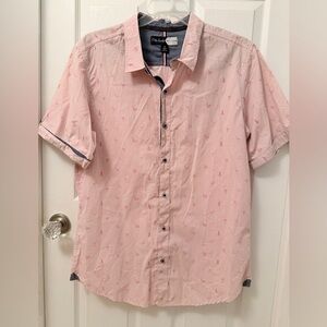 Dirty Laundry Light Pink Casual Button Down Shirt Sz XL Flamingo Beach CH